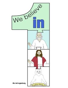 a poster with the words, we believe in jesus and an image of jesus on it