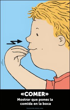 a boy is brushing his teeth with the caption'comer? mottar que pones la comida en la boca '