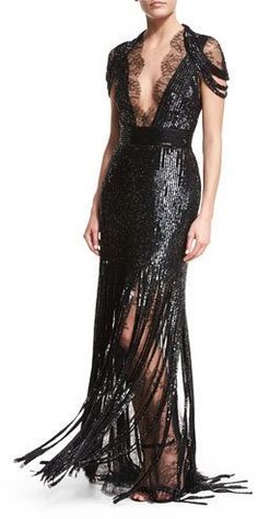 Monique Lhuillier Beaded Lace Cold-Shoulder Fringe Gown Fringe Gown, Fashion Days, Monique Lhuillier, Fashion 2018, Beaded Lace, Halter Formal Dress, Beautiful Outfits, Evening Gowns, Gowns Dresses