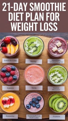 21-Day Smoothie Diet Plan for Weight Loss | Healthy Detox Smoothies 21 Day Smoothie Diet Plan Free Pdf, Pain Relief Smoothie, 21 Day Smoothie Diet Plan, Fat Burning Smoothie Recipes, Flat Belly Smoothie, Detox Smoothies, Smoothie Diet Plan, Healthy Eating Inspiration, Nutrient Packed Smoothies