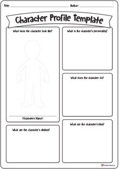 the character profile template for children to use in their own writing and drawing worksheet