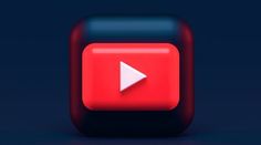 a red play button with a white arrow on the center and dark blue back ground