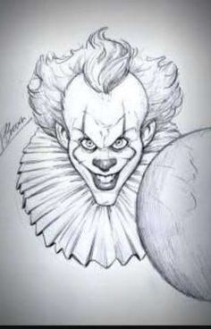 a drawing of a clown with a ball