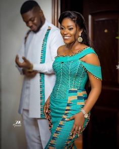 Styles For Traditional Marriage, Kente Dress Styles, Kente Fashion, African Traditional Wedding Dress, African Wear Dresses