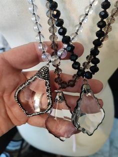 Glass Prism, Upcycled Vintage Jewelry, Found Object Jewelry, Chandelier Glass, Chic Necklace, Metal Cross, Jewelry Black, Fashion Jewelry Sets, Upcycled Jewelry