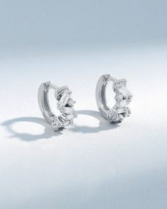 Suzanne Kalan Frenzy Diamond Huggies in 18k white gold White Gold Diamond Huggie Earrings Tarnish Resistant, Diamond Baguette Cut Huggie Earrings, Classic Huggie Earrings With Baguette Diamonds, Silver Diamond Huggie Earrings Tarnish Resistant, Round Baguette Diamond Huggie Earrings For Wedding, Diamond Baguette Cut Huggie Earrings With Accents, Fine Jewelry Cubic Zirconia Huggie Earrings With Baguette Diamonds, Silver Diamond Tarnish-resistant Huggie Earrings, Modern Cubic Zirconia Huggie Earrings With Single Cut Diamonds