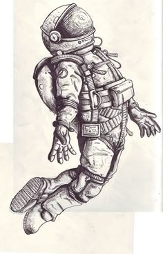 a drawing of an astronaut floating in the air