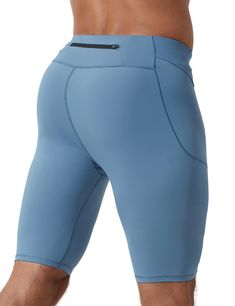 PRICES MAY VARY. Lightweight, breathable and quick dry keeps you comfortable and cool, flat-locked stitching and high elastic for a seamless, no scratch wearing experience, suitable for all seasons. The ergonomic seam design protect rubbing against your skin as well as provides muscle support for hip, quadriceps and hamstring, increasing muscle power and accelerating muscle recovery. Right side pocket for carrying your phone and valuables while dropping zipper pocket embeded in the back waistban Tight Sports Shorts, Breathable Micro-elastic Workout Shorts, Compression Moisture-wicking Seamless Shorts, Solid Compression Moisture-wicking Shorts, Compression Athletic Shorts, Functional Elastane, Blue Compression Moisture-wicking Shorts, Mens Yoga Shorts, Muscle Power, Compression Tights