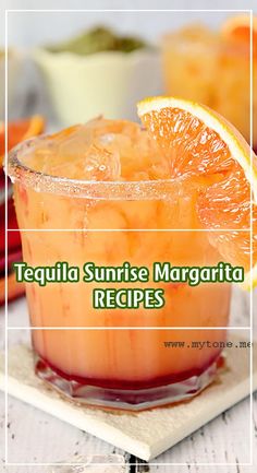 tequila sunrise margarita recipe with oranges in the background