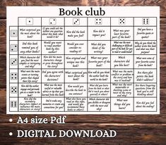 a printable book club game for adults and children