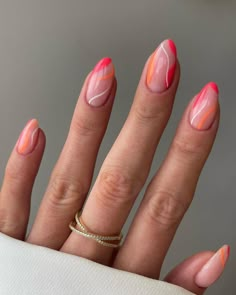 Line Nail Designs, Easy Nails, Summery Nails, Lines On Nails, Fake Nails With Glue, Stick On Nails, Nailed It, False Nails, Almond Nails