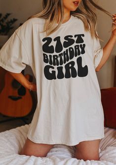 "Get ready to be OBSESSED with your new \"21st Birthday Girl\" Comfort Colors graphic tee. It is the cutest and most trendy way to emit all those important 21st birthday party vibes! Find the matching \"21st Birthday Crew\" shirts here: https://www.etsy.com/listing/1513184641 DETAILS * Comfort Colors Garment-Dyed Heavyweight T-Shirt * 100% ring spun cotton * Design is printed using DTG technology which uses high-quality water-based inks that are printed directly into the fabric. This means that Country Concert Shirts, 30th Birthday Shirts, Turning 40, Honeymoon Shirts, Dirty 30, Happy 40th, Bride Shirt, Women Talk, Birthday Party Shirt