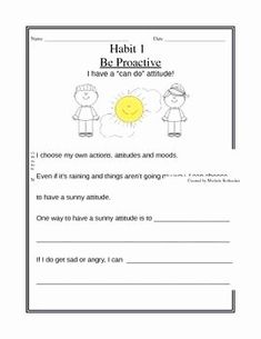 a worksheet with the words habit i be proactive and an image of two