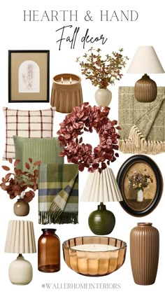 a collage of different items including vases, lamps and other things in it