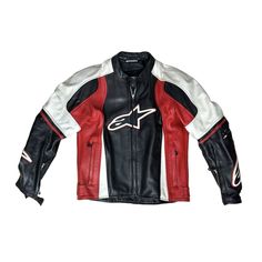 Rare Alpinestars Stunt Leather Motorcycle Jacket. Men's Size 40 Usa / 50 Eur. Armored In Elbow And Shoulder Areas, No Armor Currently Installed Along Back. Good Overall Condition, But Leather Could Use A Cleaning From Road Splatter. There Is A While Spot On One Arm Which Is Also Pictured. Alpinestar Alpine Stars Star Armoured Jacket Coat Full Zip Red Black White Moto Alpine Stars, Star Motorcycles, Fashion Moments, Leather Motorcycle Jacket, Jacket Coat, Motorcycle Jacket, Mens Jackets, Overalls, Coats Jackets