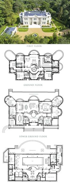 an aerial view of the house and its surroundings