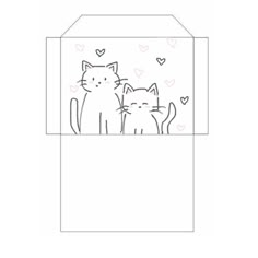 an envelope with two cats in it and hearts on the inside, as well as a heart