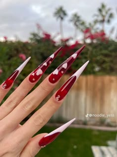 Red Stiletto Nails, Acrylic Nails Stiletto, Long Stiletto Nails, Heart Nail Designs, Goth Nails, Stiletto Nails Designs, Jelly Nails