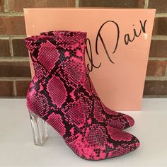 Wild Pair Womens Baylee Pink Snake Print Ankle Booties Shoes Us 7.5 M New. In Great New Condition. Y166 Pink Ankle-high Heels For Fall, Pink Ankle Booties For Spring, Casual Pink Booties For Spring, Casual Pink Spring Booties, Pink Round Toe Heels For Fall, Fall Pink Round Toe Heels, Pink Ankle Boot Heels For Fall, Pink Pointed Toe Boots For Fall, Chic Pink Boots For Spring