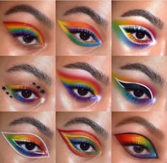 Rainbow Eye Makeup, Drag Make-up, Pride Makeup, Rainbow Makeup, Make Up Looks, Eye Makeup Designs, Makeup Eye Looks, Creative Eye Makeup, Crazy Makeup