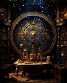 Hotel Asthetics, Fantasy Observatory, Cosmic Witch Aesthetic, Steampunk Library, Library Hotel, Background Study, Rich Living, Mind Palace, Dream Library