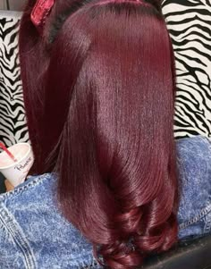 Black Cherry Natural Hair, Red Hair Color On Natural Hair Black Women, Burgundy Black Women Hair, Wine Natural Hair Black Women, Red Color Hair Black Women, Black Cherry Hair Color African American, Burgundy Hair Silk Press, Dark Lovely Hair Color, Dark Red On Black Women