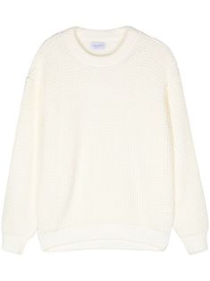 This Family First sweater is designed with a crew neck, long sleeves, and ribbed cuffs and hem. It features a chunky knit and drop shoulder. The garment is unlined. Shoes Moodboard, Fall Winter Fashion Trends, Winter Ball, Tiktok Outfits, Winter Fashion Trends, City Shorts, White Knit Sweater, Sweater White, Balenciaga Triple S