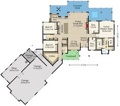 the floor plan for this house is very large and has two master suites on each side