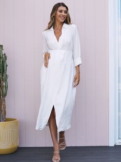 The Camille Baby Shower Maternity V Neck Dress in white has a twist waist and V Neck, practical for nursing. Wear it with heels or flats for baby shower. Spring Maternity V-neck Dress Nursing Friendly, Elegant Nursing Friendly V-neck Dress, Summer Solid Color Maternity Dresses, Solid V-neck Maternity Dress, Nursing Friendly V-neck Maternity Maxi Dress, Elegant Spring Nursing Friendly Dresses, Maternity Nursing Friendly V-neck Maxi Dress, Elegant Spring Dresses Nursing Friendly, Elegant Maxi Maternity Dress For Beach