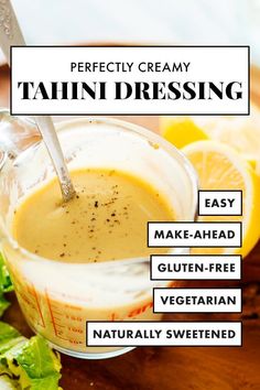 the ingredients to make creamy tahini dressing