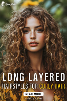 Find the perfect long layered hairstyle for your curly hair with these 15 ideas! Add texture, definition, and a touch of style to your natural curls for a fresh, new look. Long Curly Hair With Layers, Hair With Layers And Bangs, Long Layered Curly Hair Face Framing, Curly Hair With Layers, Rich Chocolate Brown Hair, Long Layered Hairstyles, Long Layered Curly Hair, Natural Looking Highlights, Layered Curls