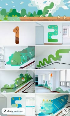 the steps are made out of paper and have numbers painted on them