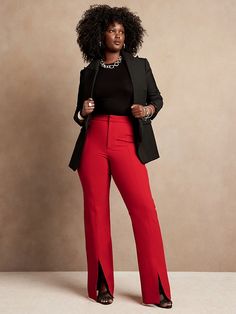 High-Rise Flare Sculptweave Pant | Banana Republic High-waisted Workwear Bottoms With Side Slits, High-waisted Pants With Side Slits For Workwear, Casual High-waisted Bottoms With Side Slits For Work, Casual High-waisted Pants With Side Slits For Workwear, Workwear Straight Pants With Side Slits, Fitted Bottoms With Side Slits For Work, Fitted Workwear Pants With Side Slits, Fitted Wide-leg Pants With Seam Detailing, Workwear Pants With Side Slits