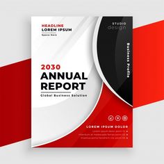 a red and white annual report cover