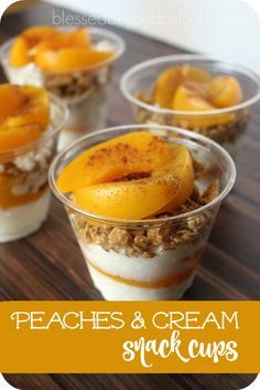 peaches and cream snack cups on a table