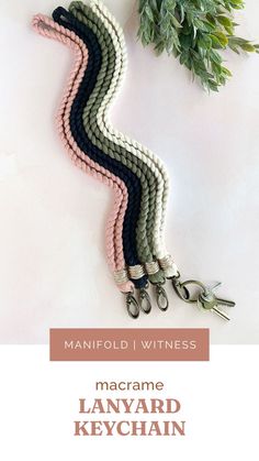 the macrame lanyard keychain is made with multiple colors and sizes