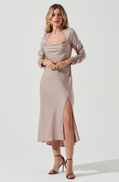 Satin dresses and midi dresses for special occasions are back in stock. Shop ASTR for occasionwear and more. Feminine Long Sleeve Satin Dress, Dressy Long-sleeve Satin Dress, Feminine Long Sleeve Satin Midi Dress, Long Sleeve Satin Midi Dress With Draped Sleeves, Cream Silk Long Sleeve Midi Dress, Bridesmaid Satin