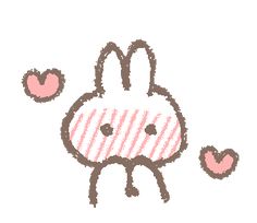 a drawing of a rabbit with two hearts