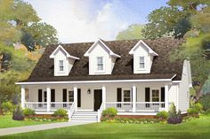 this is a computer rendering of the front elevation of these country homeplans house plans