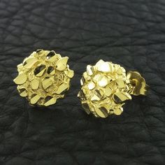 Yellow Gold Nugget Stud Earrings, Nugget Earrings, 10k Gold Nugget  Earrings, Gold Nugget Stud Earri