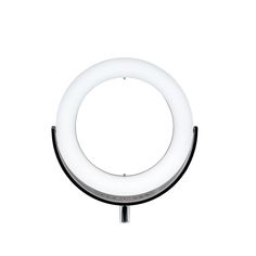 a white ring light on a black stand