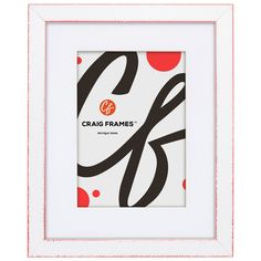 a white frame with red and black circles on it, in front of a white background