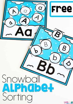 two snowball alphabet sorting cards with free printables