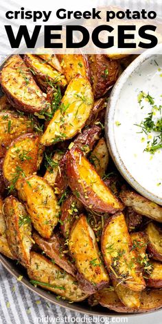 crispy greek potato wedges with ranch dip