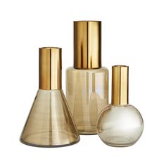 arteriors union vases set of three Modern Glass Vases, Arteriors Home, Gold Vases, Vases For Sale, Luxury Chandelier, Geometric Forms, Gold Ceramic, Modern Vase, Contemporary Glass