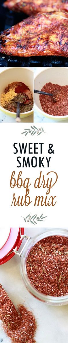 an advertisement for sweet and smoky bbq dip rub mix