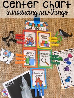 the center chart is shown with pictures and other items to help students learn how to use it