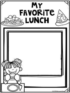 a black and white image of a lunch menu with the words my favorite lunch on it