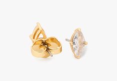 Elevate your jewelry game with these solitaire studs featuring marquise-cut crystals. | Kate Spade Signature Solitaire Studs, Clear/Gold Spade Earrings, Kate Spade Earrings, Solitaire Studs, Fall Essentials, Marquise Cut, Jewelry Watches, Kate Spade, Shoulder Bag, Outfit Accessories