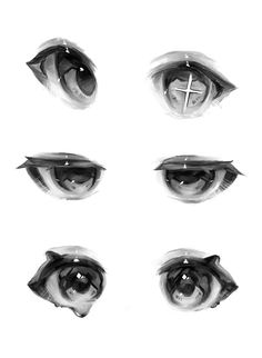 four different types of eyes with the cross above them, all in black and white